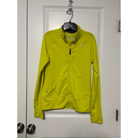 Under Armour Tops - Under Armour Womens Neon Yellow Full Zip Athletic Jacket Thumb Holes Small
